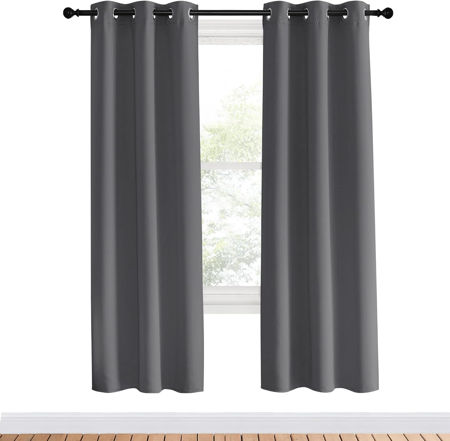 NICETOWN Blackout Window Curtains 70" L, 2 Panels, 34 inch, Grey, Grommet Top Room Darkening Thermal Insulated Vertical Window Drapes…