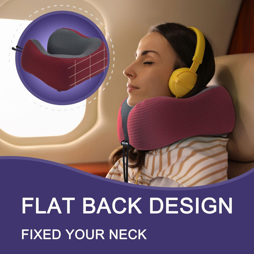 napfun Neck Pillow for Travel with Travel Pouch, Sleep Mask & Earplugs, Memory Foam Airplane Pillow for Headrest Sleep with Eyeshades…