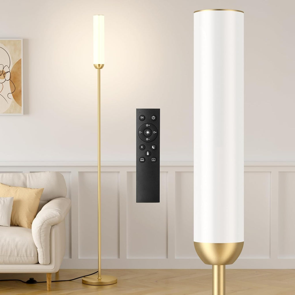 Ambimall LED Floor Lamp with Remote Control, 65" Standing lamp with Stepless Adjustable 3000K-6500K Colors & 30-100% Brightness, Foot…
