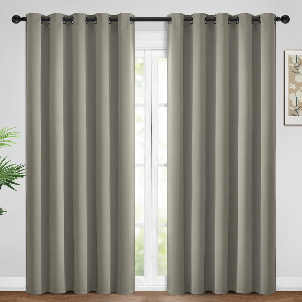 Yakamok Premium Room Darkening Thermal Insulated Curtains for Bedroom/Living Room - Classic Grommet Top (2 Panels, Taupe, 62 Inch by 84…
