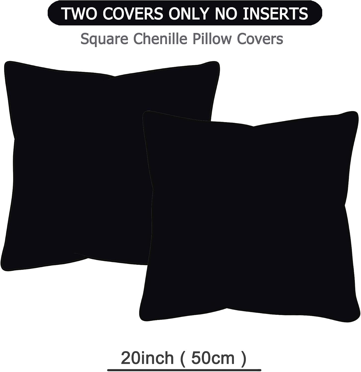 Gawamay Set of 2 Soft Textured Chenille Throw Pillow Covers 20x20 Inch (50x50 CM), Decorative Pillowcases Cushion Covers for Farmhouse Home…