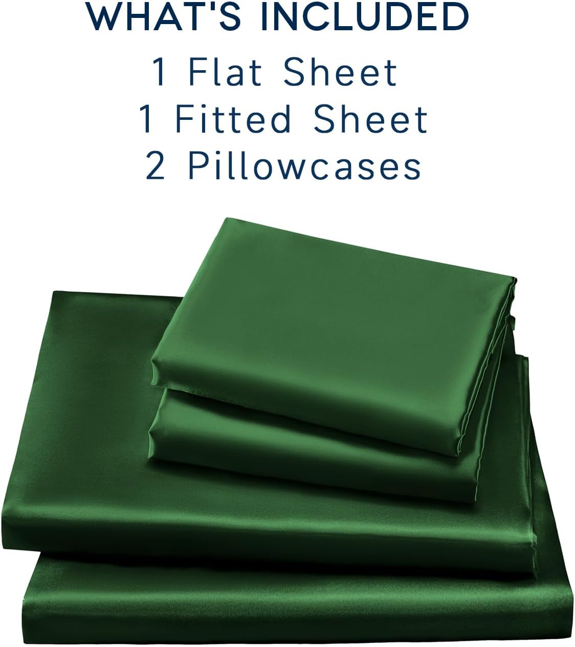 Golal Satin Sheets Queen Size - 4 Pieces Luxury Silky Soft Bed Sheets, Wrinkle-Free Dark Green Satin Silk Sheet Set with 1 Deep Pocket Fitt…