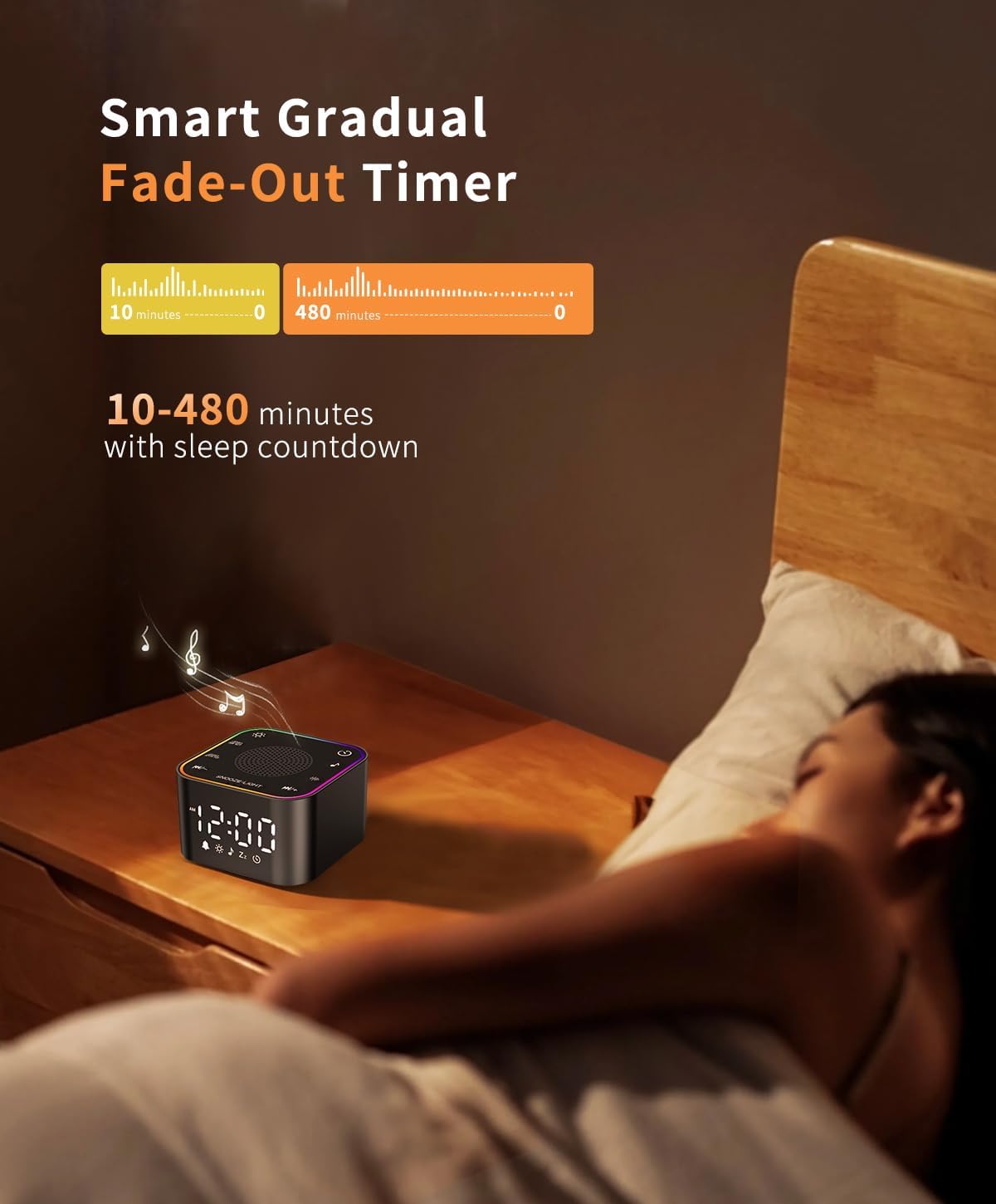 White Noise Sound Machine, Alarm Clock with Sound Machine for Sleeping, White Noise Machine with Digital Clock for Bedrooms, RGB Night…