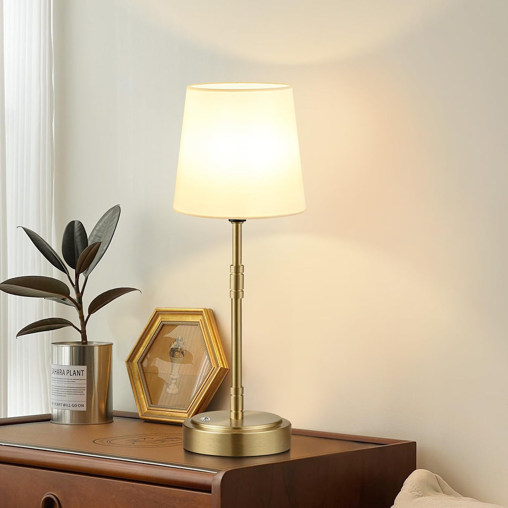 Cordless Table Lamps Set of 2 – Battery Operated Lamp with 7500mAh Rechargeable Battery, Stepless Dimmable Vintage Brass Desk Wireless…