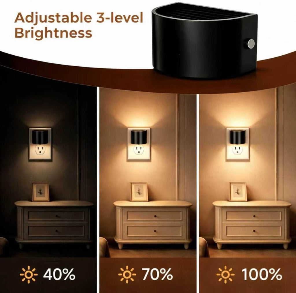RocheJaune Night Lights Plug into Wall [2 Pack] Night Light, Dusk to Dawn Sensor Soft Warm LED Glow with 3-Level Dimmer, Plug in Night Ligh…