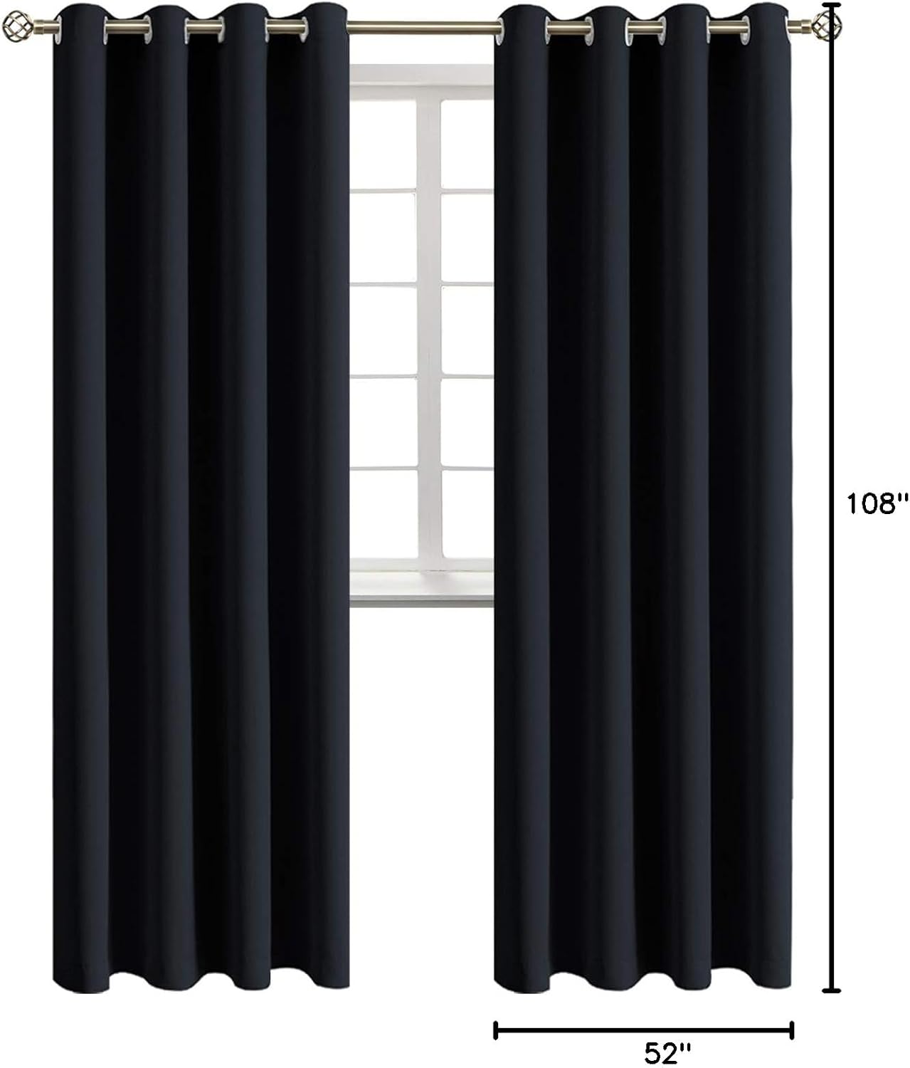 BGment Blackout Curtains - Grommet Thermal Insulated Room Darkening Bedroom and Living Room Curtains, Set of 2 Panels (52 x 108 Inch, Black…