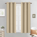 Yakamok Soft and Smooth Beige Curtains for Bedroom - Grommet Thermal Insulated Room Darkening Curtains for Living Room, Set of 2 Panels…