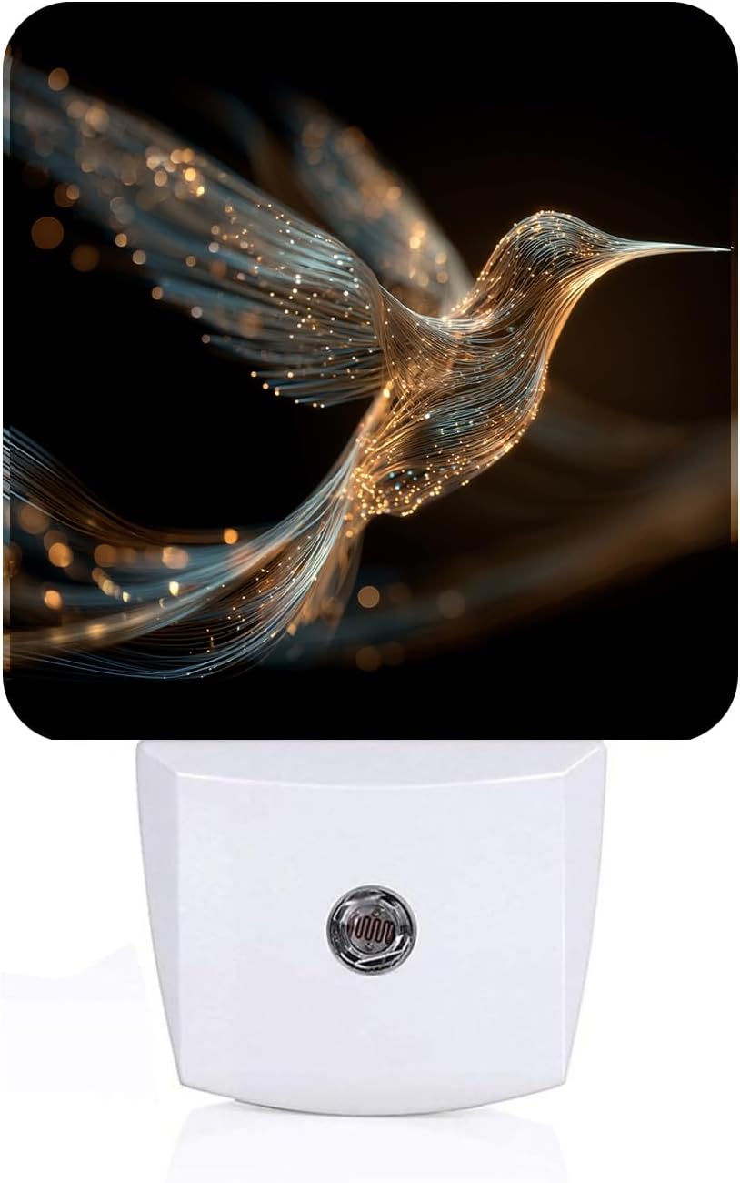 Hummingbird Night Light, Plug-in Night Lights with Dusk-to-Dawn Sensor for Stairway, Hallway, Bedroom Sleep Friendly Ideal for…