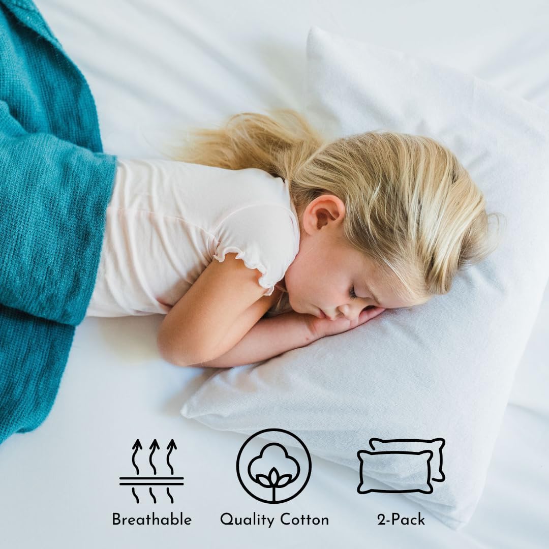 LittleSleepyHead Toddler Pillow 13x18 for Sleeping – Kids Pillow for Toddler Bed, Travel, Daycare & Preschool – Soft Hypoallergenic Cotton…