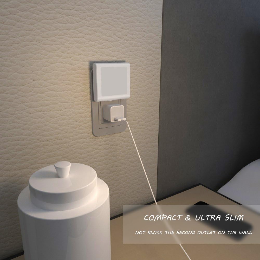 MAZ-TEK Plug in Dimmable Led Night Light with Auto Dusk to Dawn Sensor, Soft Warm White Nightlights for Hallway, Bedroom, Kids Room…