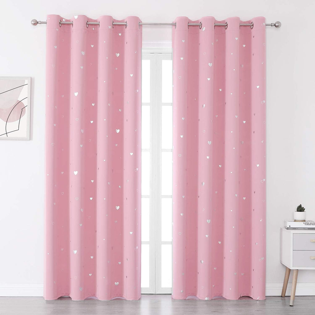 Smileweaver SMILE WEAVER Pink Kids Curtains for Girls Bedroom Silver Print Window Drapes Soft Thick Thermal Insulated Window Treatment Grom…
