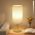 PuziphaTableLamp Touch Bedside Table Lamp - Stepless Dimming USB Powered, Minimalist Wood Base Linen Shade, 2700K Warm Light for Bedroom Ni…