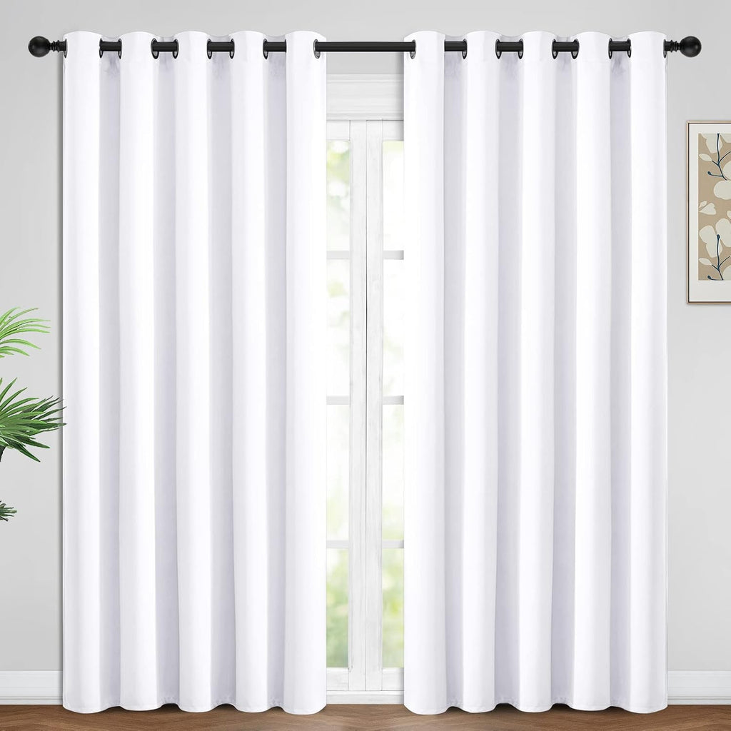Yakamok Blackout Curtains Room Darkening Thermal Insulated Window Panels, Solid Grommet Top Drapes for Bedroom/Living Room(62Wx96L, Pure…