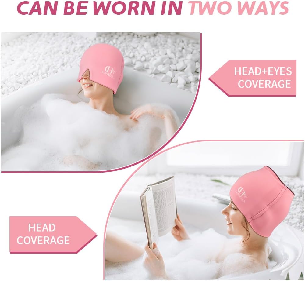 Conbella Migraine Relief Cap, Soothing Headache Ice Face Mask Products, Hot and Cold relaxation, Migraine Headache Relief Cap for…