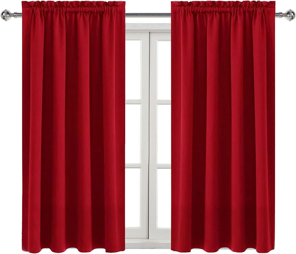 Dwcn Christmas Blackout Curtains Thermal Insulated Energy Saving Bedroom and Kitchen Curtains Window Treatments, W 38 x L 45 Inch, Set of 2…