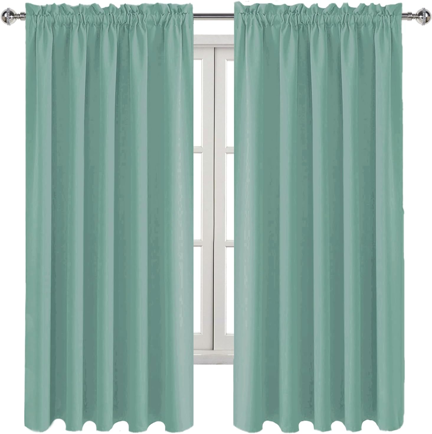 DWCN Blackout Curtains for Living Room Thermal Insulated, Energy Saving & Noise Reducing Bedroom Curtains, Sage Green, W 60x L 63 Inch…