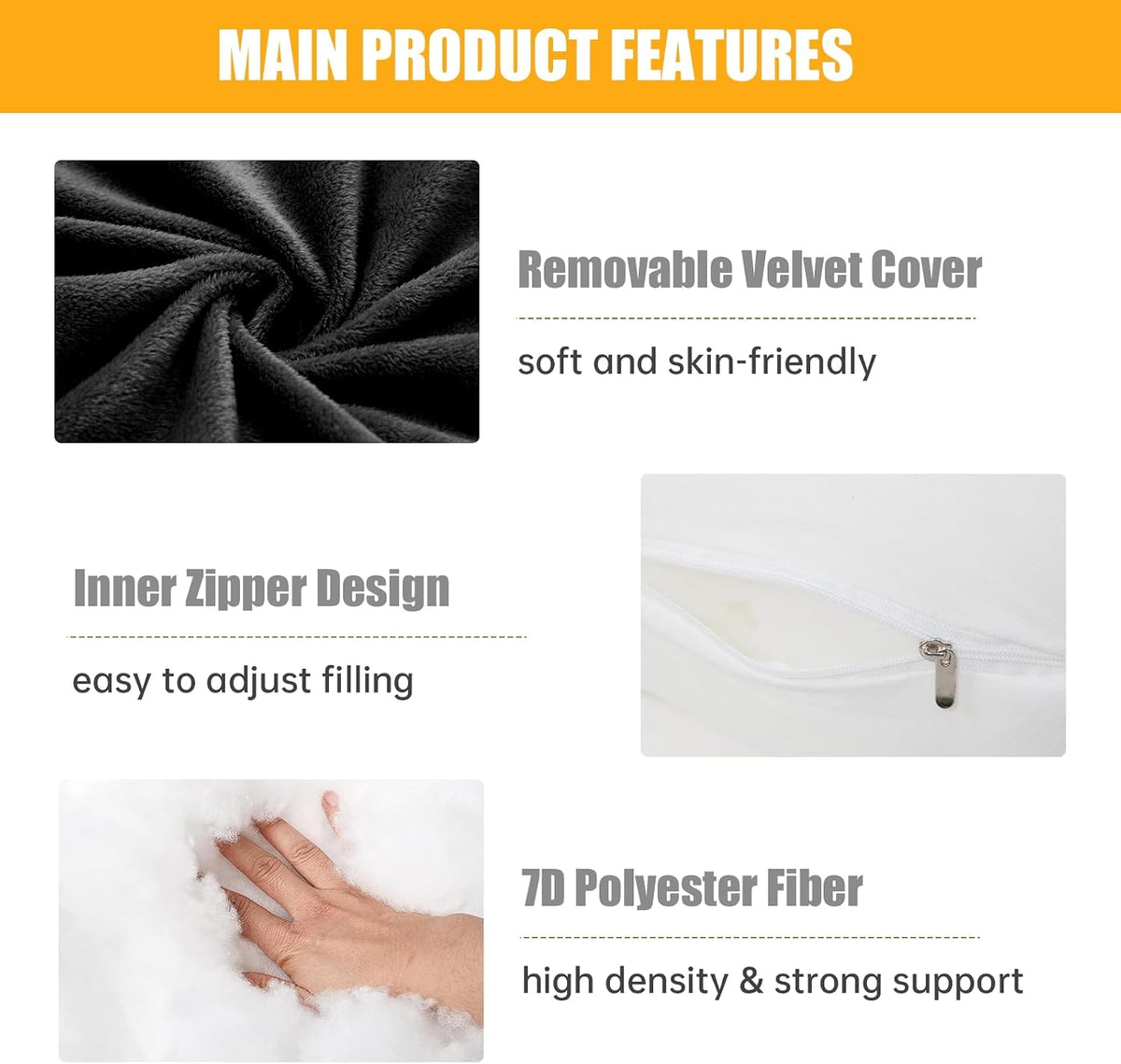 1 MIDDLE ONE Pregnancy Pillow, C Shaped Full Body Pregnant Women Sleeping Pillow for Maternity Support with Cover (Black)