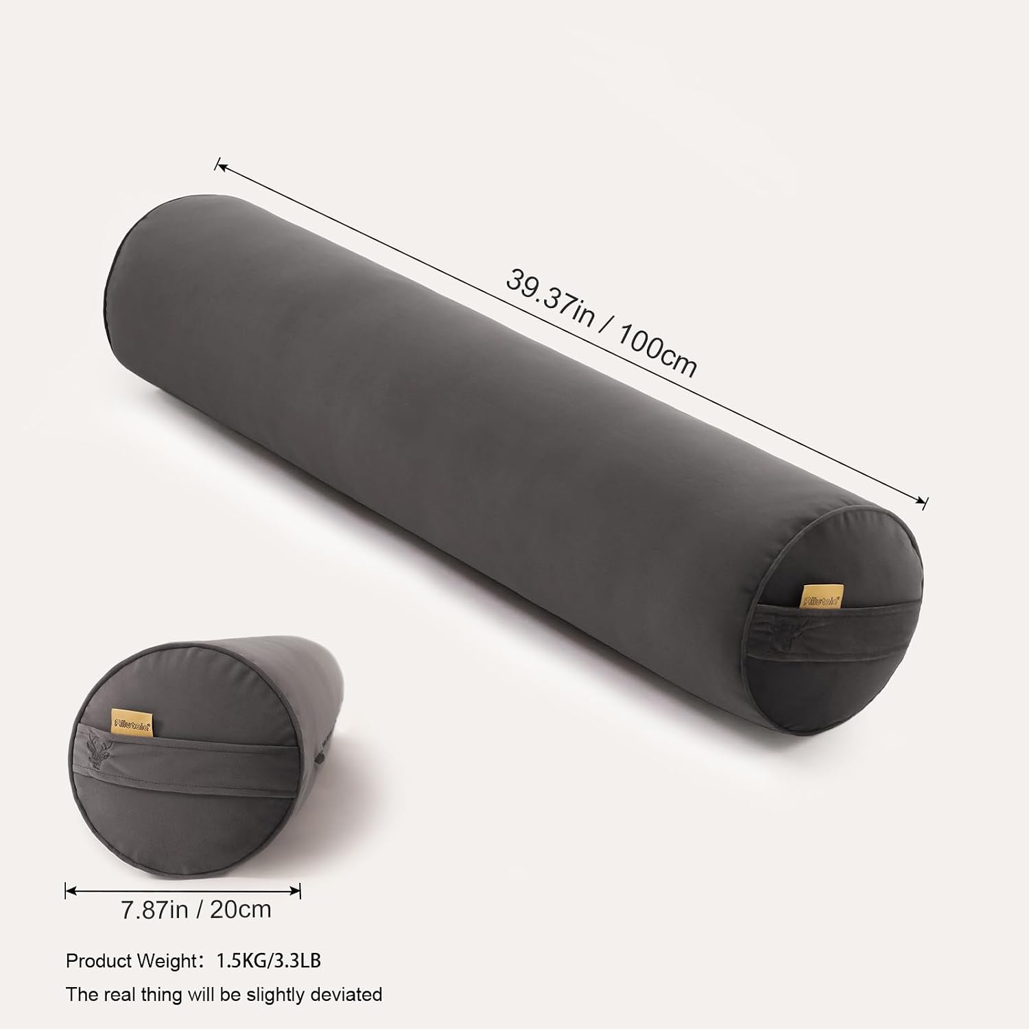 Body Pillow for Adults, Long Round Pillow, Big Cylindrical Pillow, Large Full Bolster Pillows for Side Sleepers (Steel Gray, 39.37"*7.87")