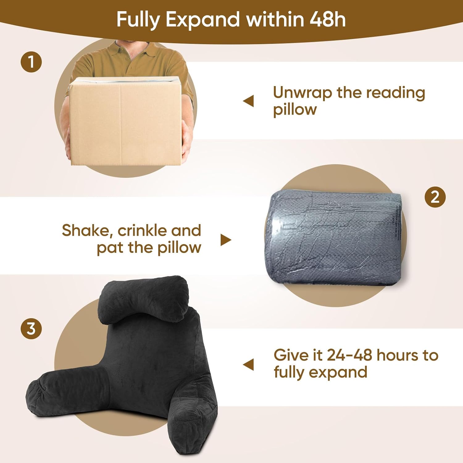 OAISZ Reading Pillow for Sitting in Bed Adult, Reading Pillow with Shredded Memory Foam (Black, Extra Large 25" H)