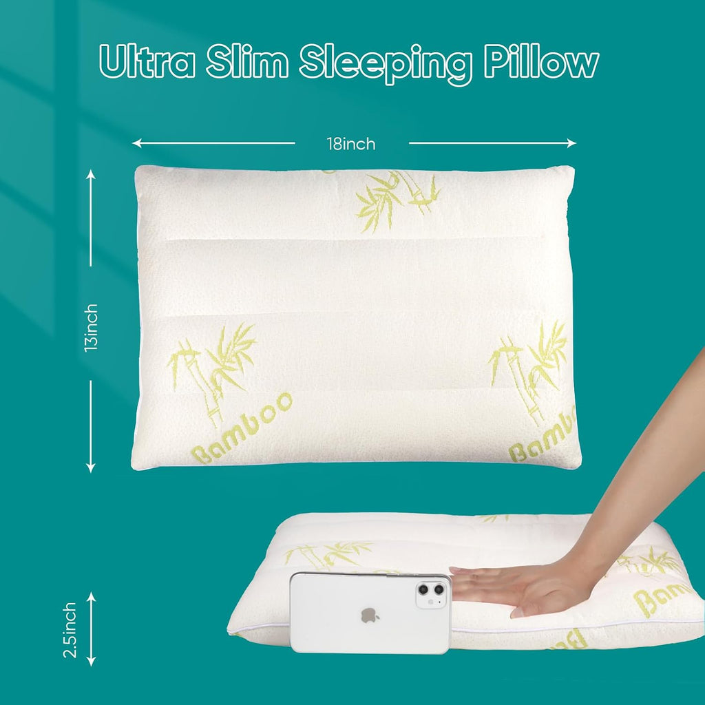 MINUPWELLHome MINUPWELL Ultra Flat Small Pillow for Sleeping, 18x13 in Small Pillow for Travel 7D High Support 2.5 inch Height Ultra Thin M…