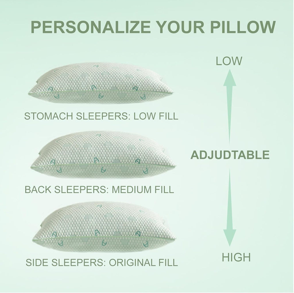Accuratex Cooling Memory Foam Pillows for Sleeping King Size Set of 2, Adjustable Fluffy Pillows with Removable Cover, Cool Bed Pillow for…