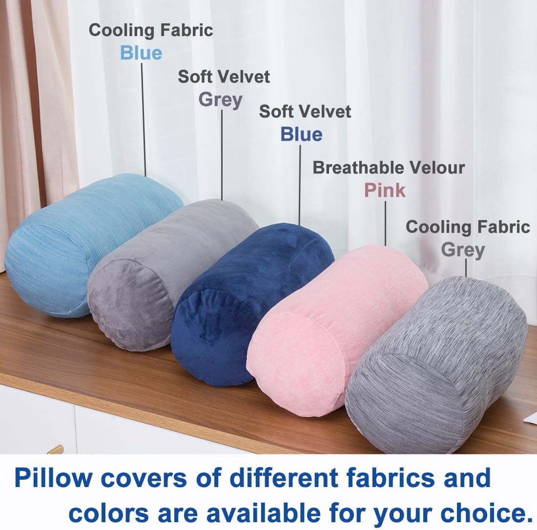 1Middleone 1 MIDDLE ONE Round Cylinder Bolster Pillow with Removable Cooling Cover, Tube Roll Cervical Pillow for Head, Neck, Back and Legs…