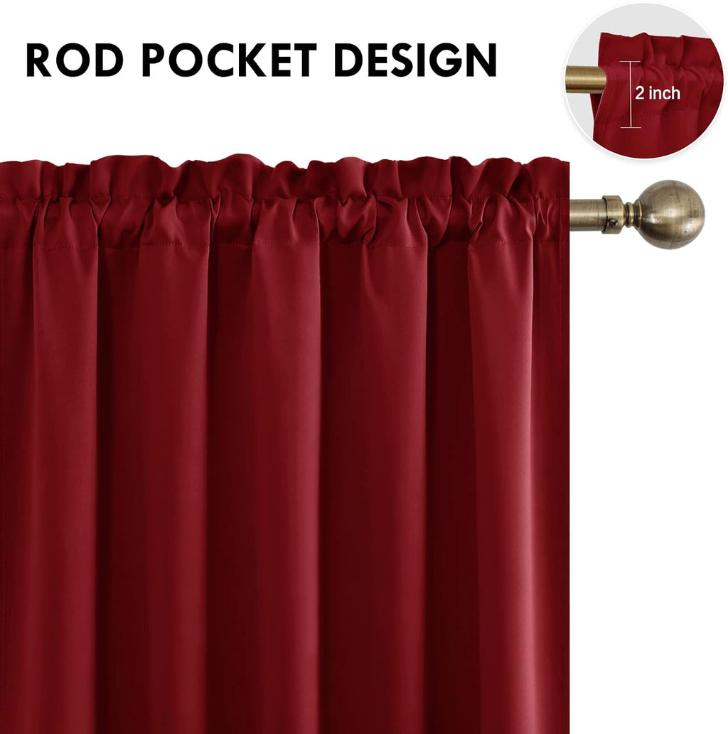 DWCN Burgund Short Blackout Curtains for Bedroom/Kitchen, Thermal Insulated Energy Saving Room Darkening Curtains for Living Room (W60 x…