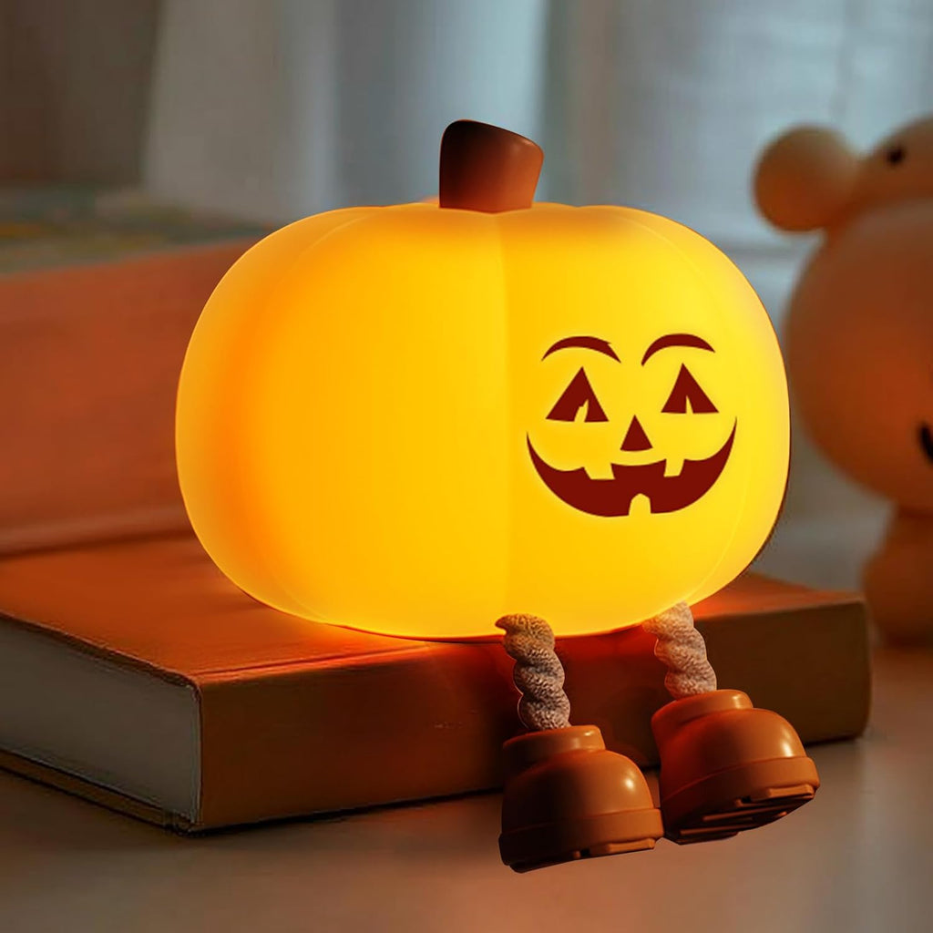 Gefaxi Pumpkin Night Light for Kids Cute Jack O Lantern Halloween Decor Nightlight for Baby Nursery Toddler Squishy Pumpkin Lights Cordless…