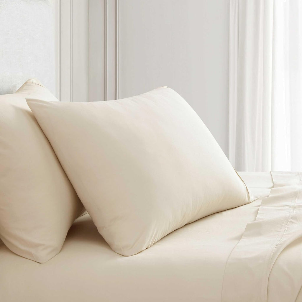 MarthaStewart Martha Stewart - King Size Sheets Set, Crisp & Tailored Cooling Sheets w/a Naturally Smooth Cotton Percale Lightweight Feel -…