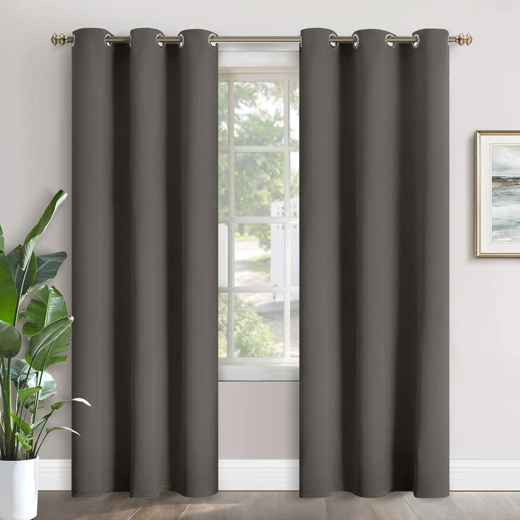 YoungsTex Grey Blackout Curtains for Bedroom 84 Inches Long - Thermal Insulated with Grommet Room Darkening Window Drapes for Living Room,…