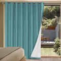 H.VERSAILTEX Linen Blackout Curtains Durable Thick Textured Linen Look 100% Blackout Patio Door Curtain Anti Rust Grommet Extra Wide…