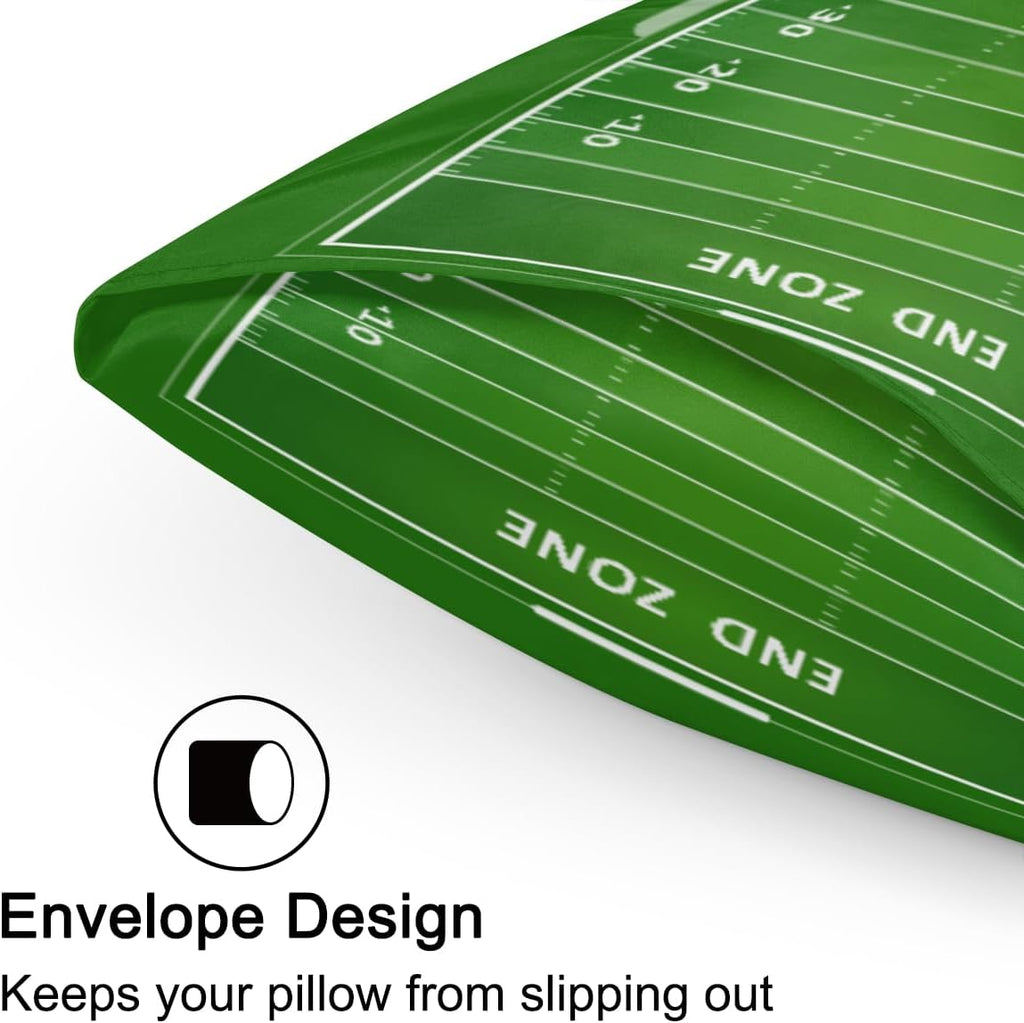 America Green Football Field Satin Pillowcase for Hair and Skin Soft Silk Pillow Cases with Envelope Closure Cooling Pillow Case Slip…