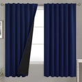 BGment Navy Blue 100% Blackout Curtains 63 Inches Long with Reducing Noise Liner, Rod Pocket and Back Tab Double Layer Full Room…