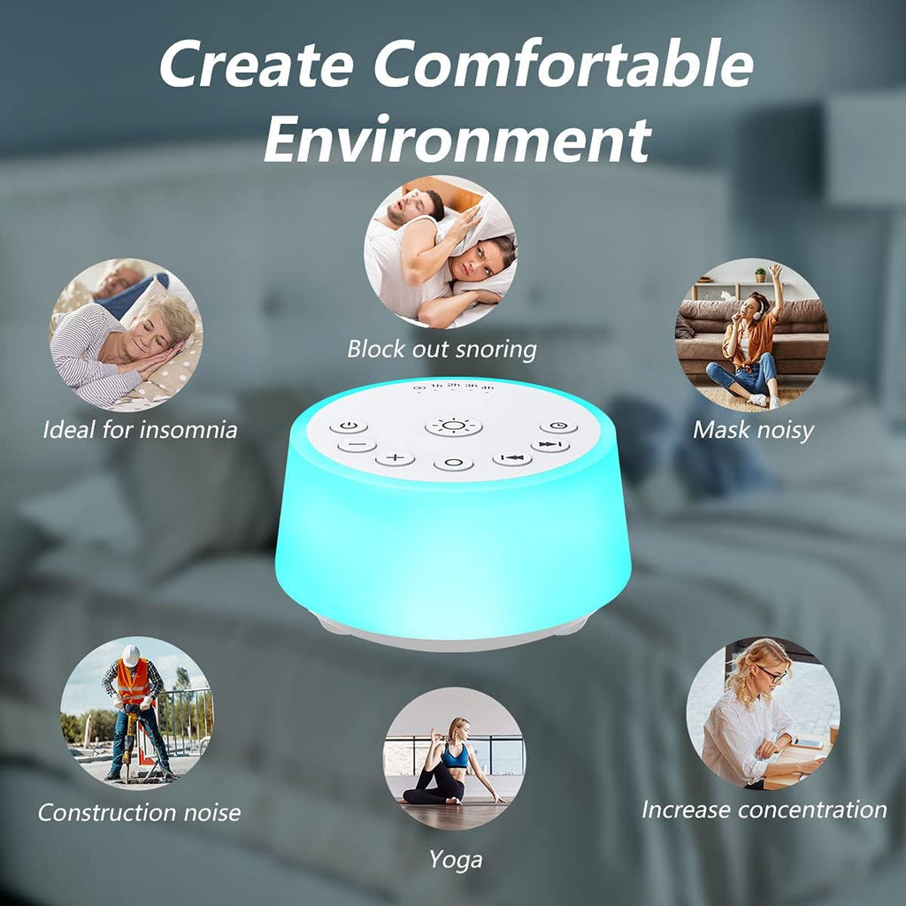 Color Noise Sound Machines with 10 Colors Night Light 25 Soothing Sounds and Sleep White Noise Machine 32 Volume Levels 5 Timers…