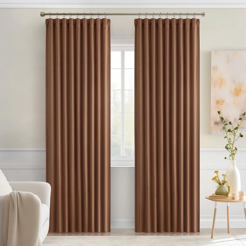 Miulee Back Tab Blackout Curtains 90 Inch Long 2 Panels Set for Living Room Bedroom, Rod Pocket/Pinch Pleated Thermal Insulated Room Darken…