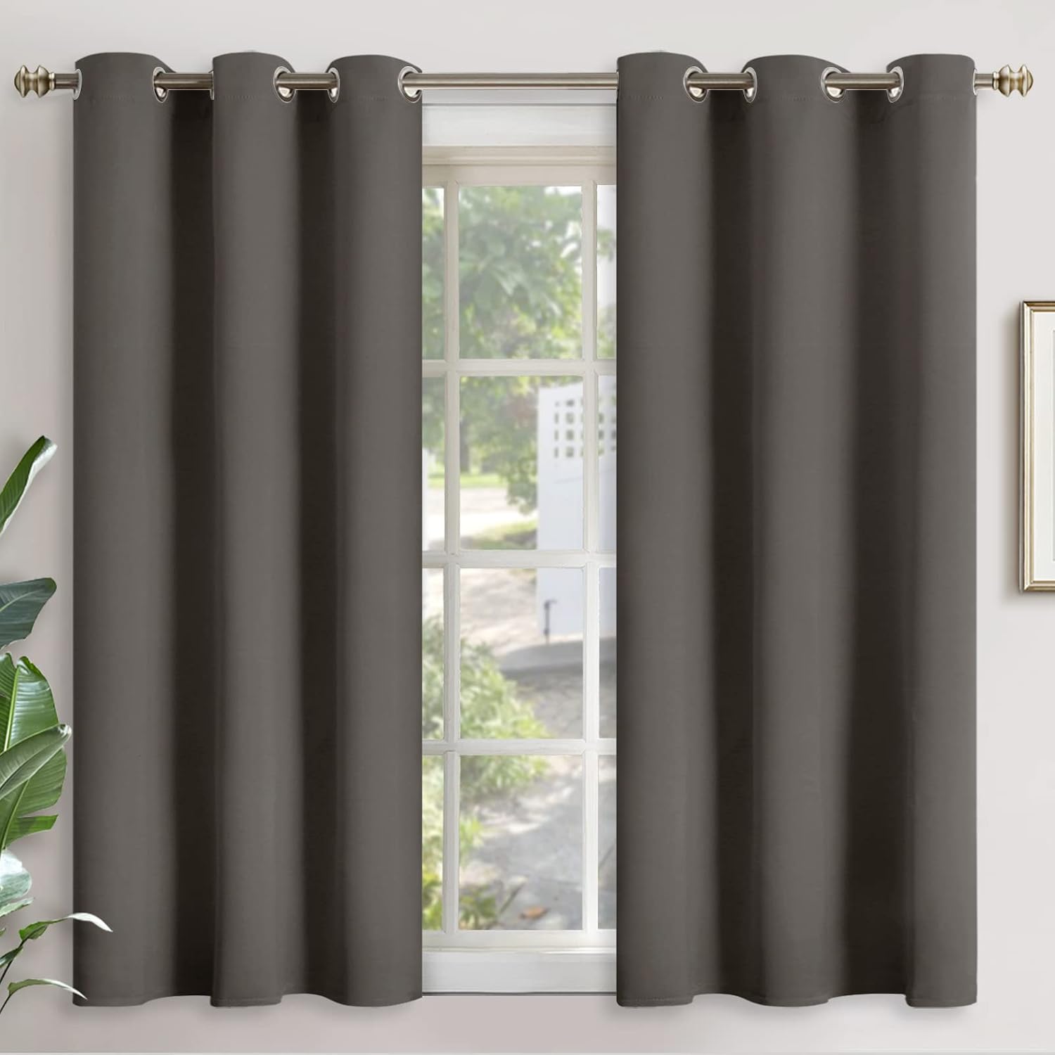 YoungsTex Short Blackout Curtains 54 Inches Long - Grey Thermal Insulated Drapes with Grommet Room Darkening for Bedroom Living Room Window…
