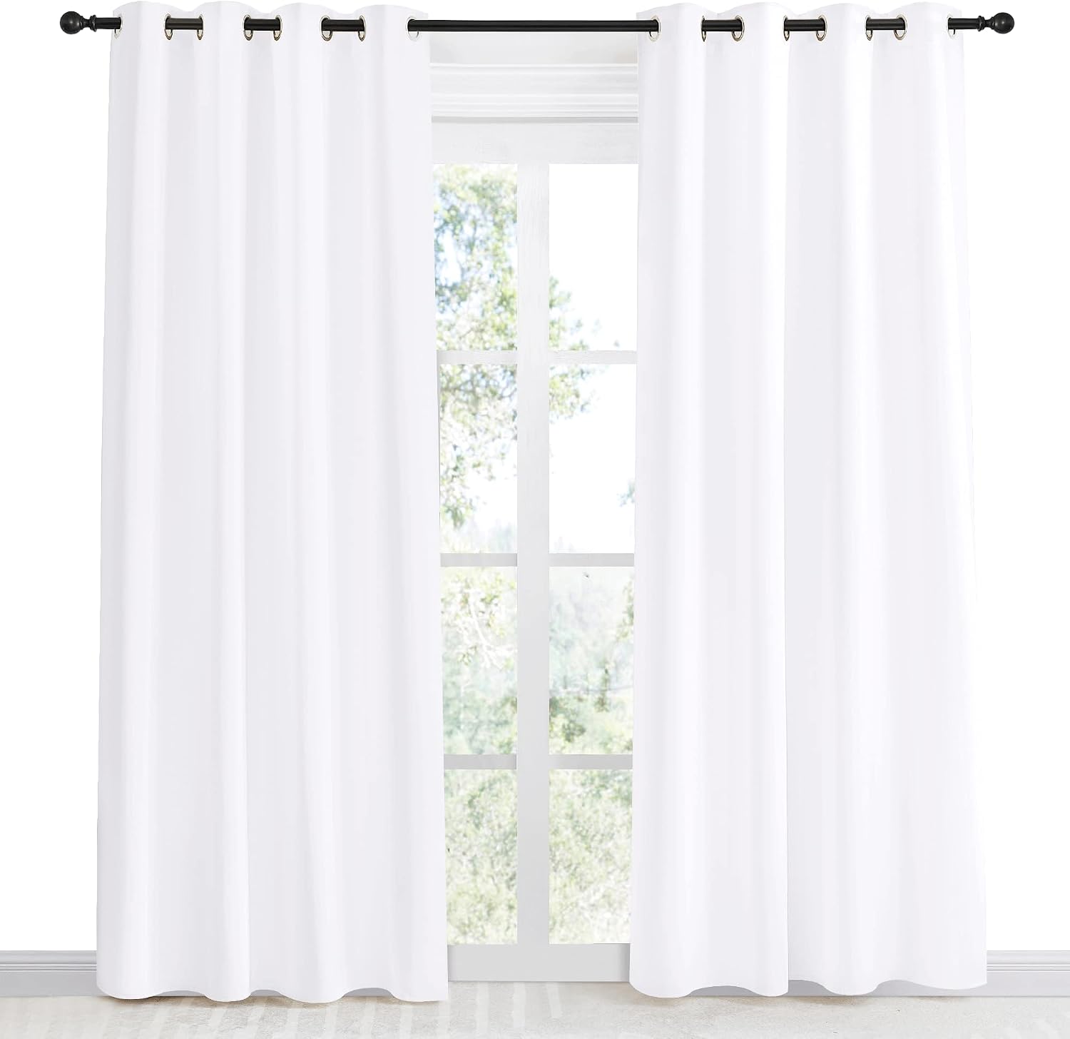 NICETOWN Room Darkening Window Treatment Curtain, Pure White, Single Panel, 55 by 86, Energy Smart Thermal Insulated Block Out Sunlight…