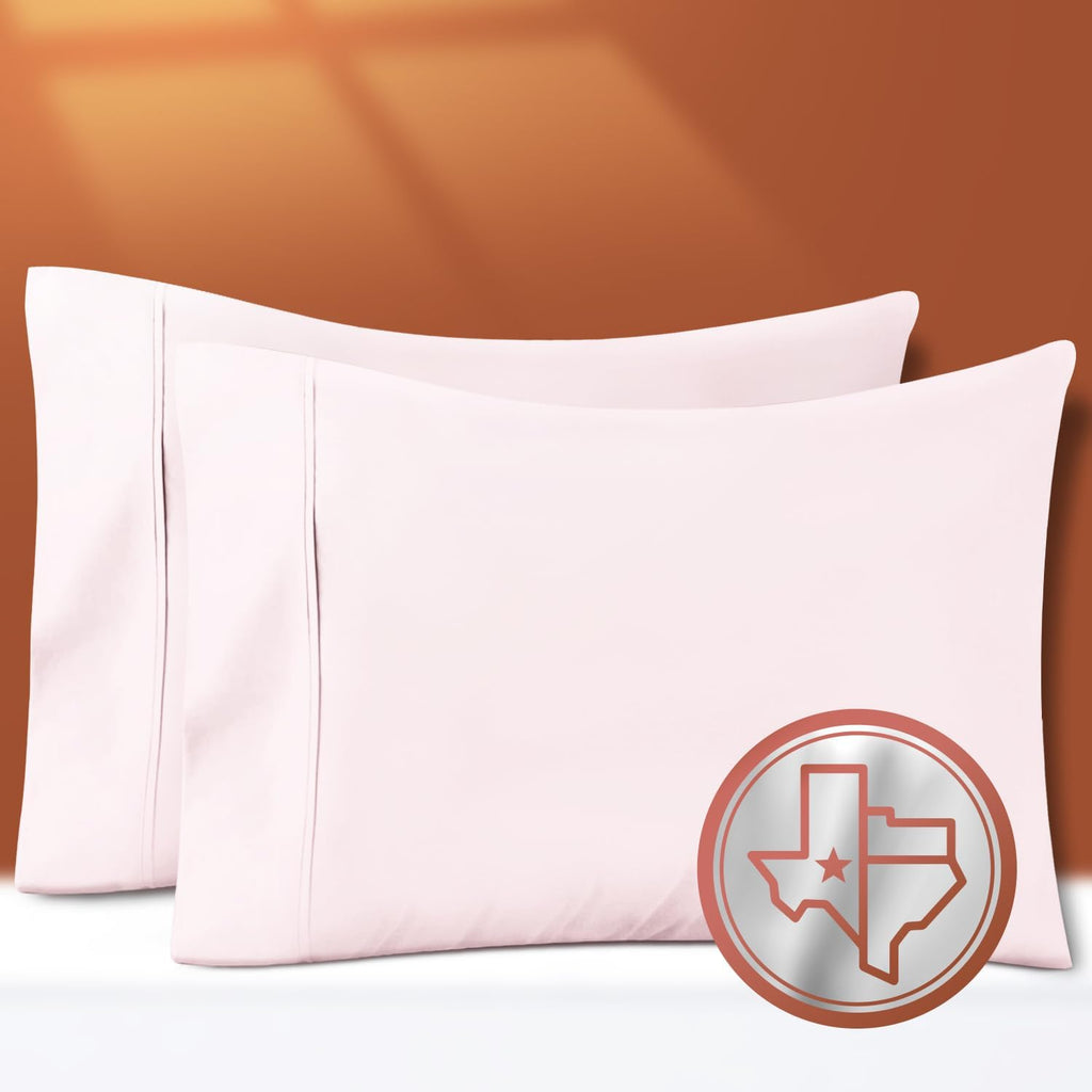 TEXAS LINEN CO. 100% Egyptian Cotton Pillow Cases Set of 2, Texan Talkin' Collection 600 Series Standard/Queen Pillowcase for Sleeping…