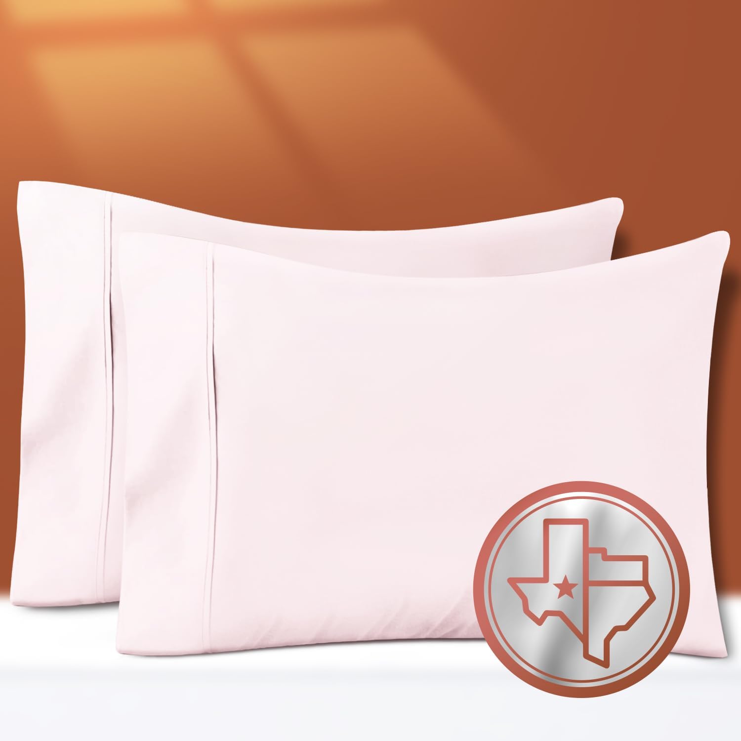 TEXAS LINEN CO. 100% Egyptian Cotton Pillow Cases Set of 2, Texan Talkin' Collection 600 Series Standard/Queen Pillowcase for Sleeping…