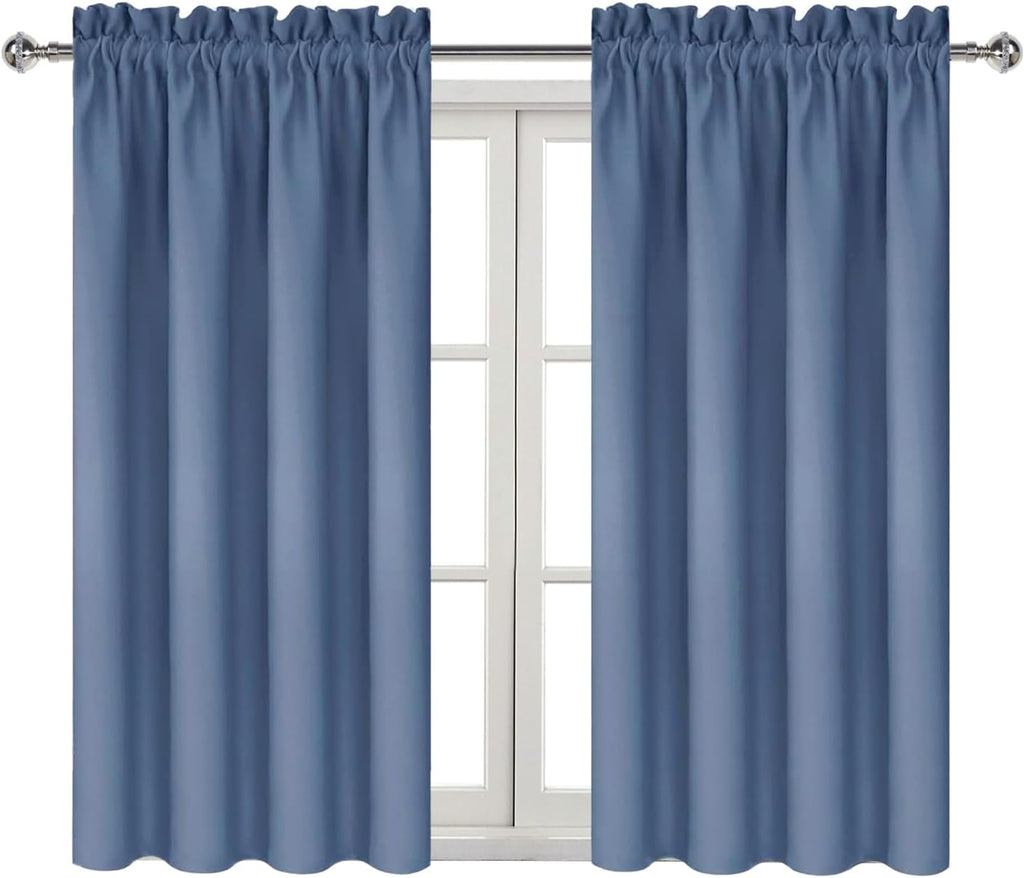 DWCN Blackout Curtains – Thermal Insulated, Energy Saving & Noise Reducing Bedroom and Living Room Curtains, Dusty Blue, W 38x L 54 Inch…