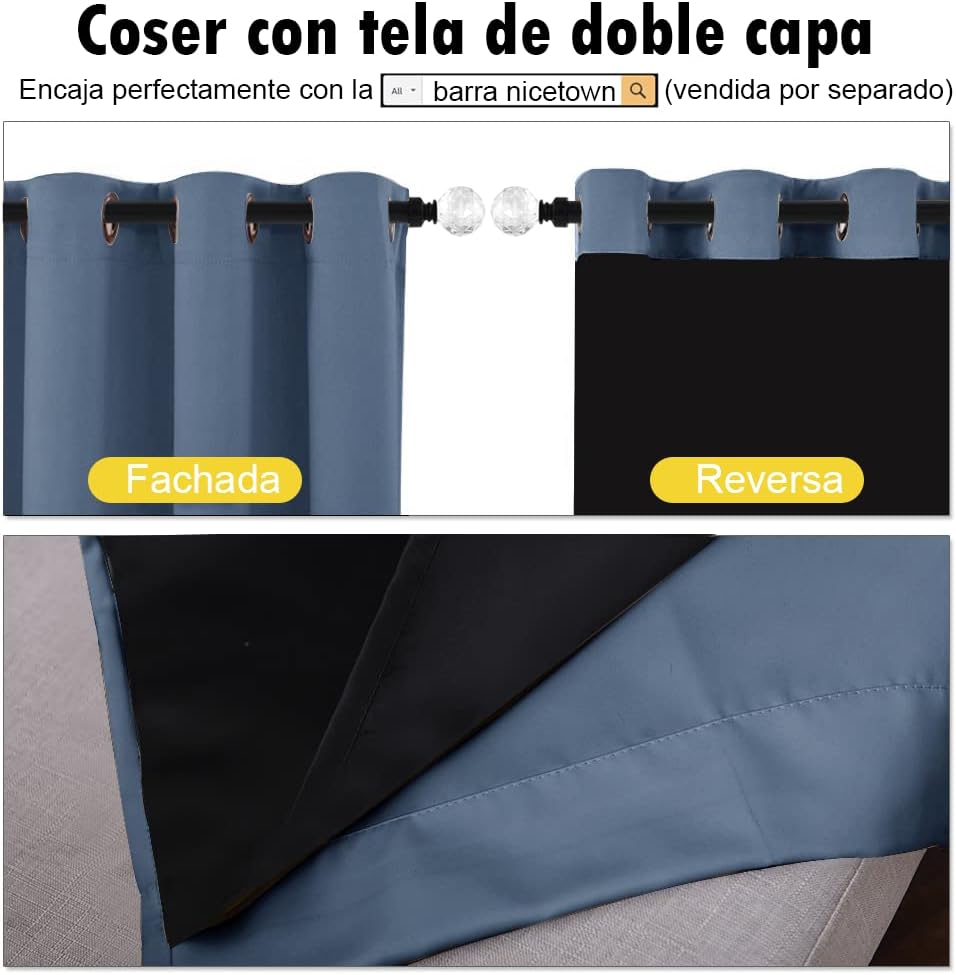 Nicetown Full Shade Curtain Panels 72 inches Long, Pair of Energy Smart & Noise Blocking Out Blackout Drapes for Guest Room Window, Thermal…
