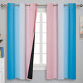 Estelartextiler Estelar Textiler Pink and Blue Curtains 63 Inch Length 2 Panels, Ombre Total Blackout Curtains for Bedroom, Grommet Thermal…