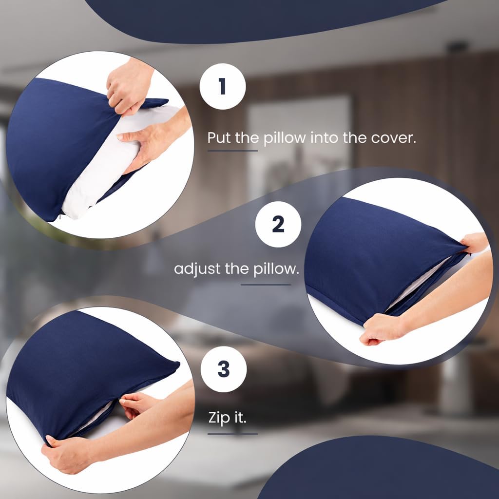 EVOLIVE Ultra Soft Body Pillow Cover 21"x54", Cozy Microfiber Pillowcase with Hidden Zipper, Breathable, Perfect for Pregnancy & Side…