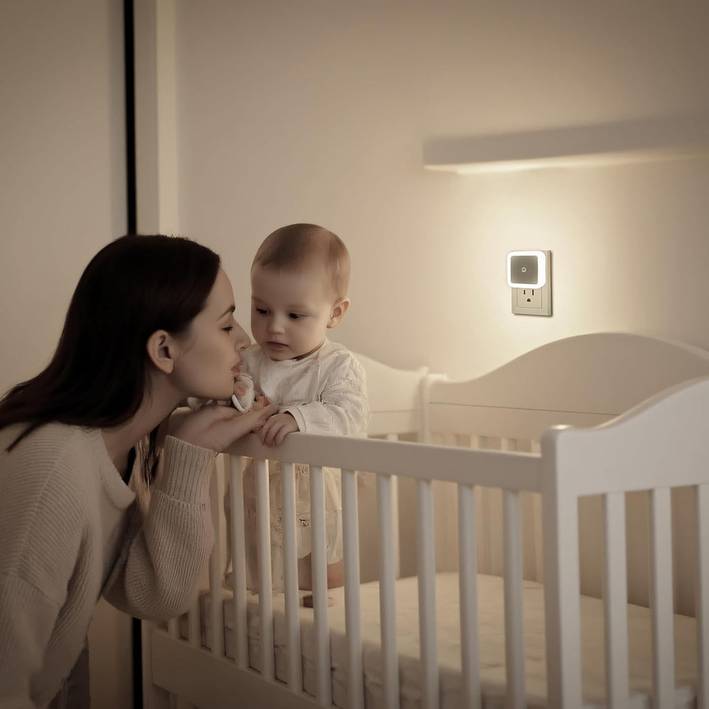 KINUR LED Night Lights Plug into Wall Daylight Color with Dusk to Dawn Night Light Plug in Sensor for Kids Room, Bedroom, Bathroom, Baby…