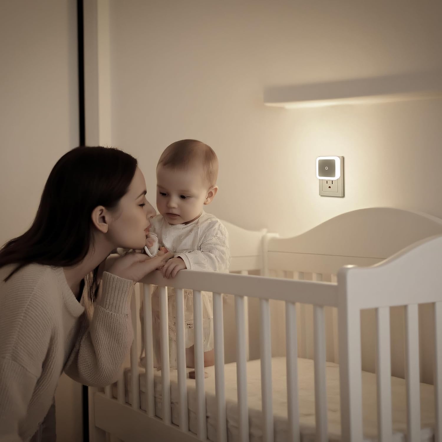 KINUR LED Night Lights Plug into Wall Daylight Color with Dusk to Dawn Night Light Plug in Sensor for Kids Room, Bedroom, Bathroom, Baby…