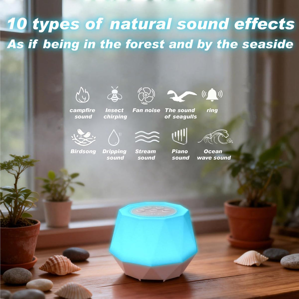 Colorful Noise Sound Machine with 7-Color, 3 Dynamic Mode Night Lights, 10 Soothing Sounds and Sleep White Noise Machine, 3 timers…