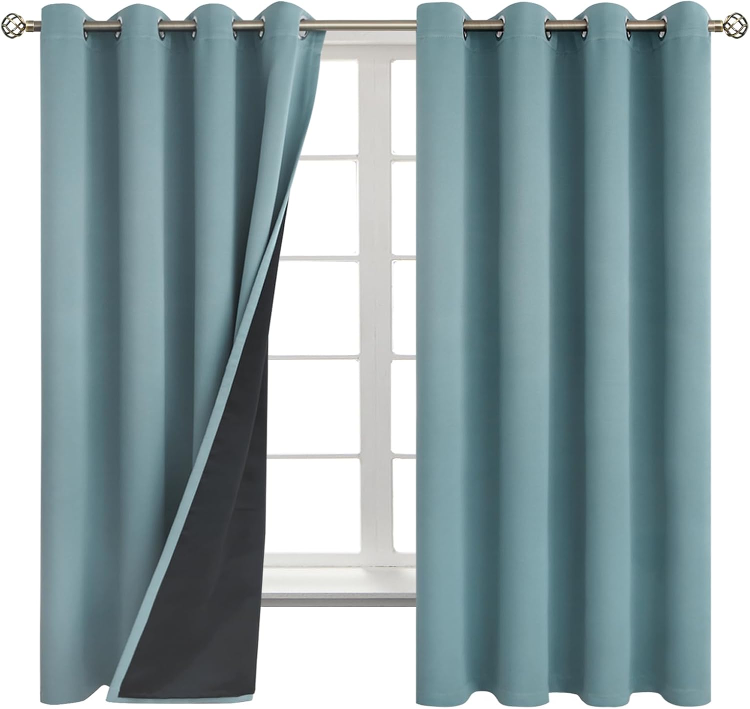 BGment Thermal Insulated 100% Blackout Curtains for Bedroom with Black Liner, Double Layer Full Room Darkening Noise Reducing Grommet Curta…