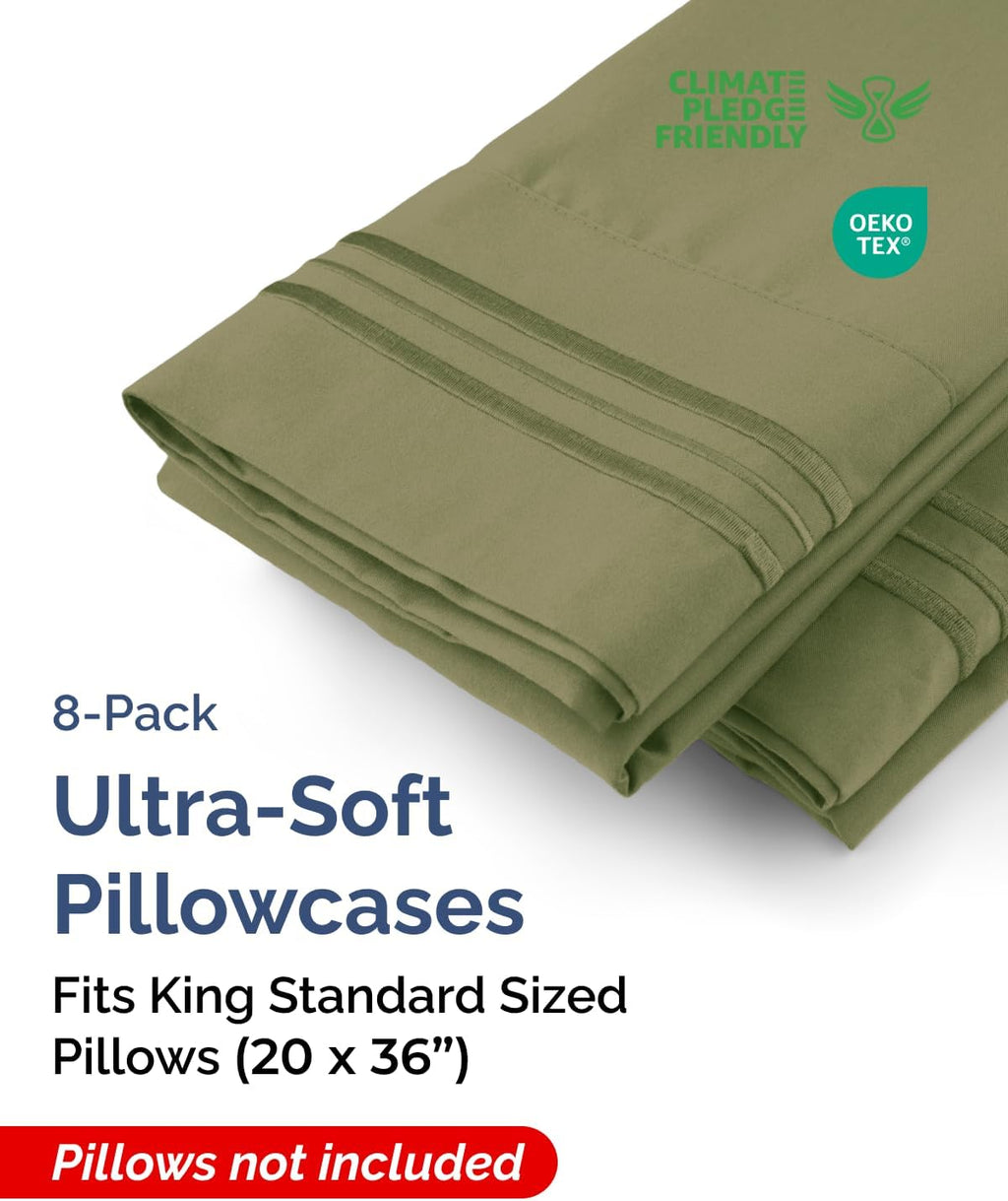 King Standard Pillow Cases Set of 8 - Ultra Soft Hotel Quality Pillowcase Covers - Comfy & Wrinkle Free - Shrink & Fade Resistant…