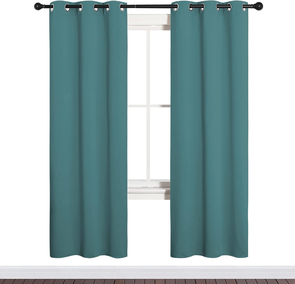NICETOWN Bedroom Curtain Panels Blackout Draperies, Thermal Insulated Solid Grommet Blackout Curtains/Drapes (Sea Teal, One Pair, 34 by…