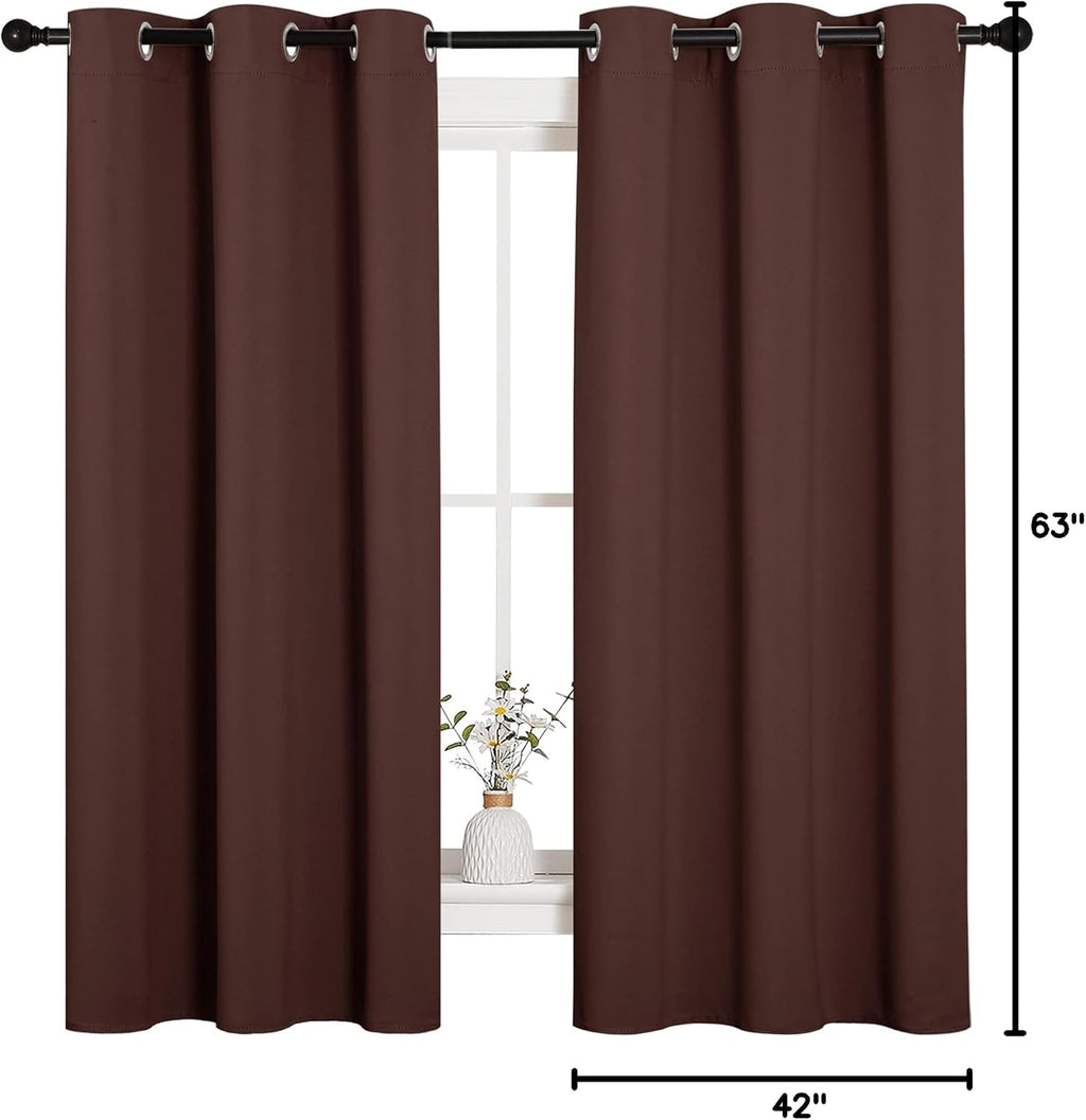 NICETOWN Nursery Essential Thermal Insulated Solid Grommet Top Blackout Curtains, Home Decoration Privacy Curtains for Bedroom (Chocolate…